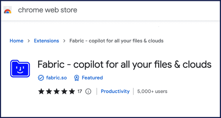 Screenshot of the Fabric Chrome Extension